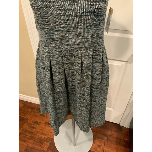 Ganni Speckled Gray Fit & Flare Dress w/ Ruffle Collar, Size Small - Picture 3 of 8
